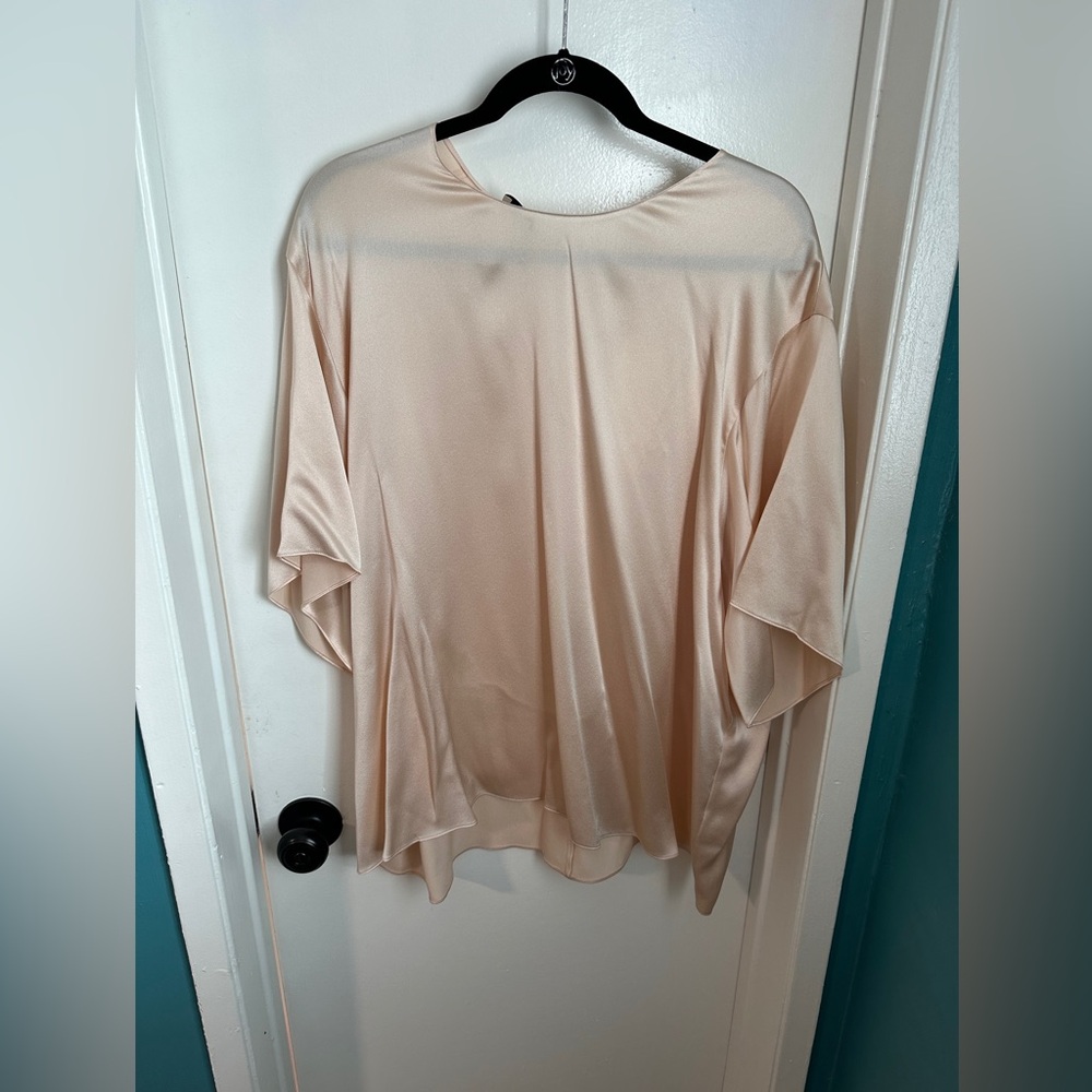 VINCE Satin Flutter Sleeve Shirt Sleeve Blouse EXTENDED SIZE 2X, NWT